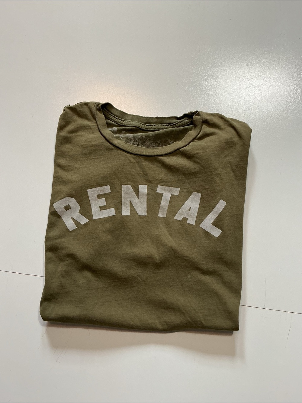 Worn Free Made In USA Rental Olive Green Vintage Retro Style Graphic S/S T-Shirt